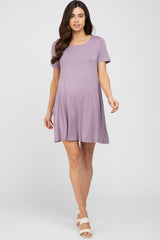 Lavender Basic Short Sleeve Maternity Dress