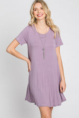 Lavender Basic Short Sleeve Maternity Dress