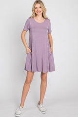 Lavender Basic Short Sleeve Dress