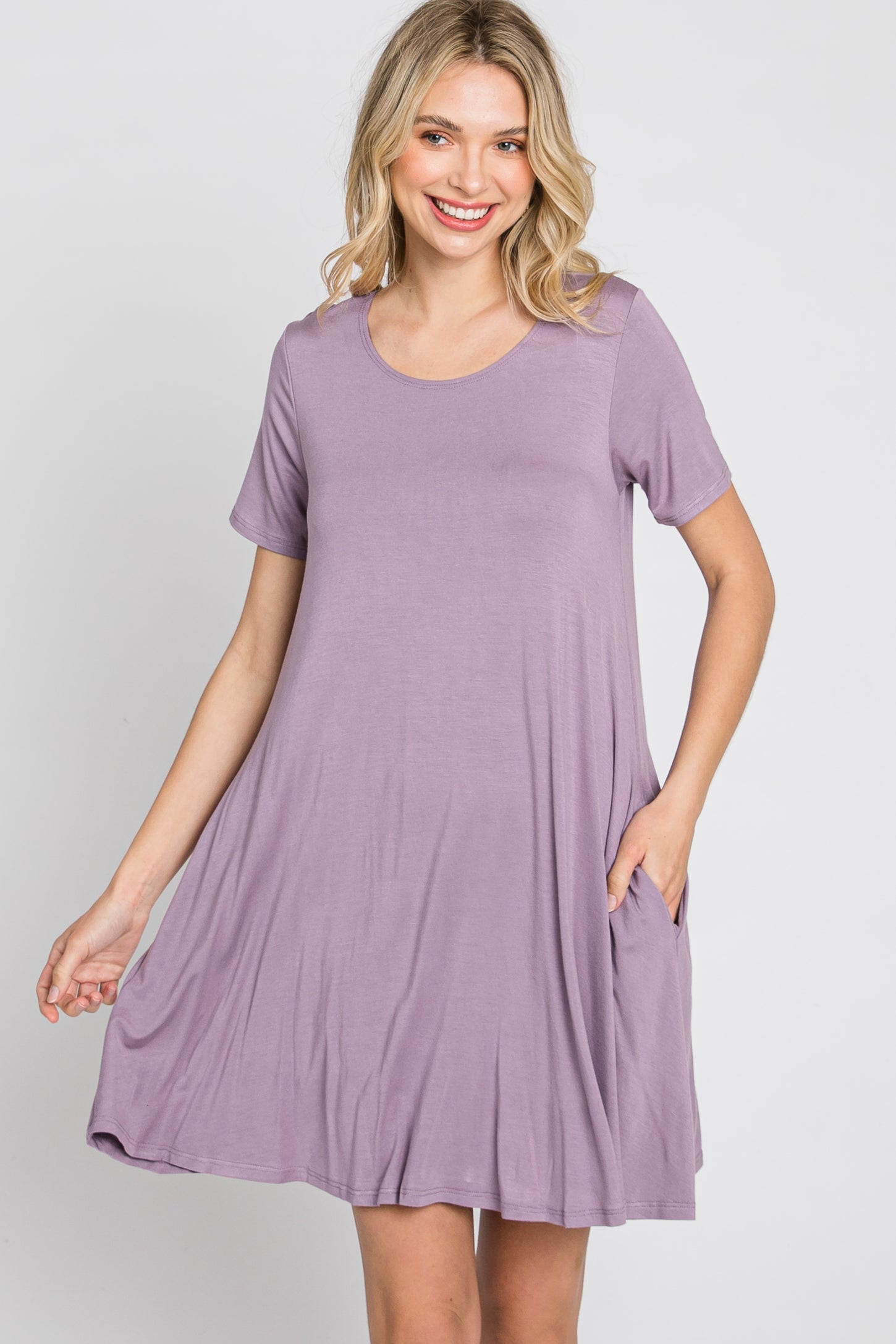 Lavender Basic Short Sleeve Dress – PinkBlush