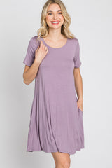 Lavender Basic Short Sleeve Dress