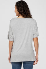 Heather Grey Short Sleeve Side Slit Top