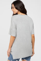 Heather Grey Short Sleeve Side Slit Maternity Top