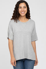 Heather Grey Short Sleeve Side Slit Maternity Top