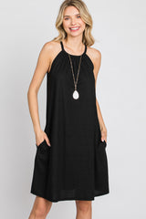 Black Halter Neck Swing Dress