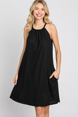 Black Halter Neck Swing Dress