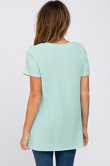 Mint Green Textured V-Neck Top