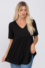 Black Ribbed Babydoll Top