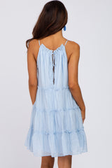 Light Blue Tiered Ruffle Accent Mini Dress