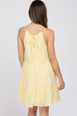 Yellow Tiered Ruffle Accent Maternity Mini Dress