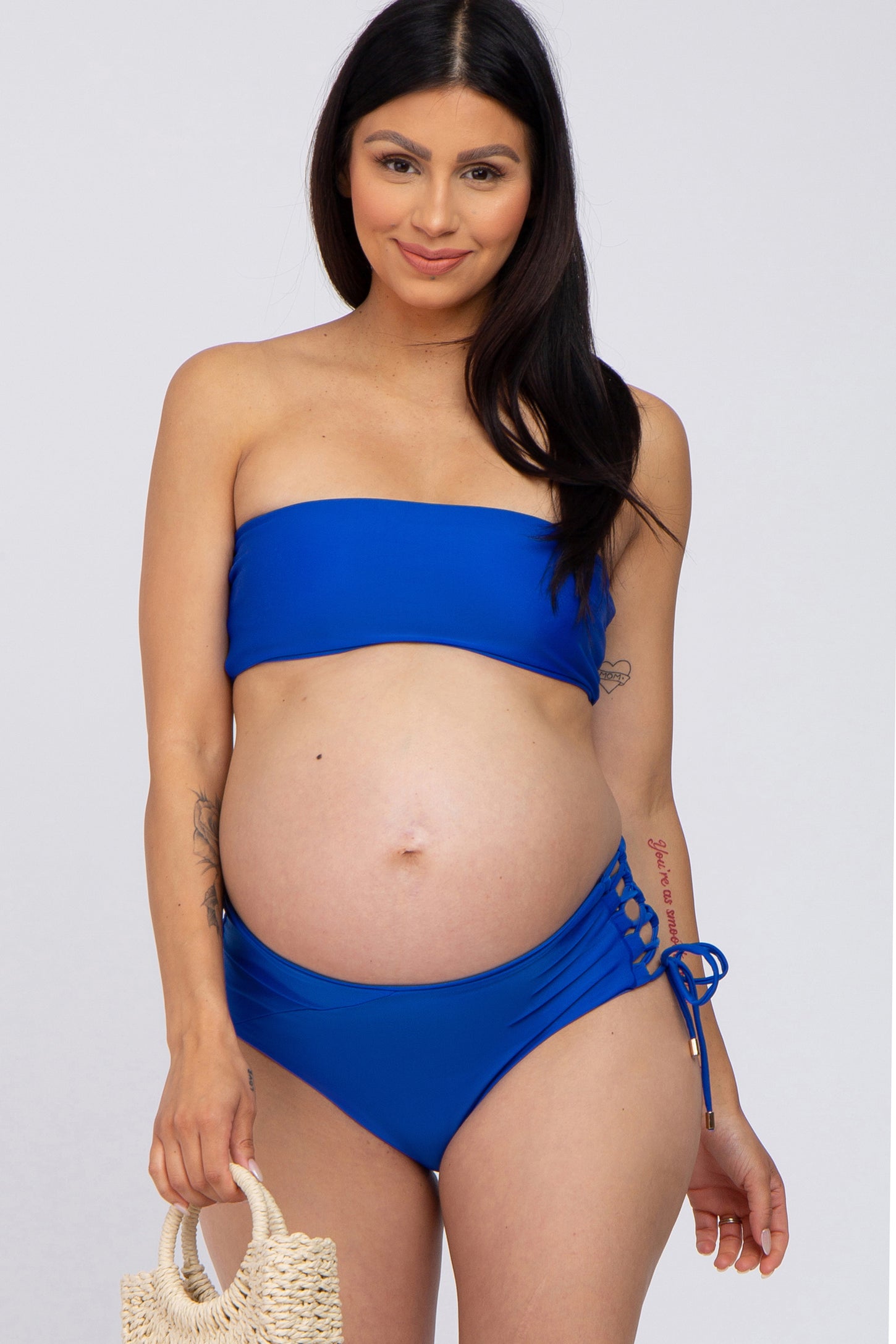 Royal Blue Strappy Two-Piece Maternity Bikini Set– PinkBlush