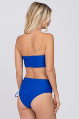 Royal Blue Strapless Lace Up Side Two-Piece Bikini Set