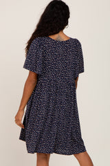 Navy Speckled Babydoll Dress