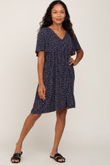 Navy Speckled Babydoll Dress