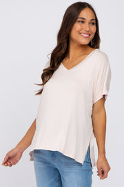 Light Pink V-Neck Maternity Tee