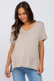 Mocha V-Neck Maternity Tee