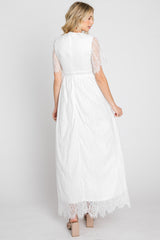 White Lace Short Sleeve Maxi Dress