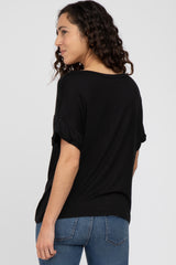 Black Basic Pocket Front Short Sleeve Top