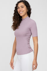 Lavender Ribbed Mock Neck Top