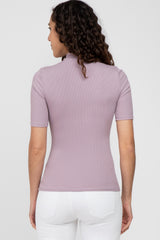 Lavender Ribbed Mock Neck Top