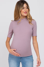 Lavender Ribbed Mock Neck Maternity Top