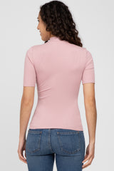 Mauve Ribbed Mock Neck Top