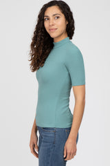 Jade Ribbed Mock Neck Top