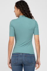 Jade Ribbed Mock Neck Top