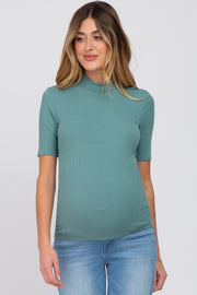 Jade Ribbed Mock Neck Maternity Top