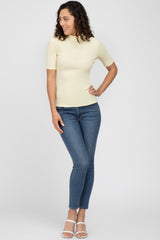 Yellow Ribbed Mock Neck Top