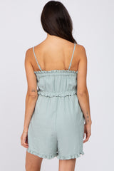 Light Blue Ruffle Accent Romper