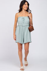 Light Blue Ruffle Accent Romper