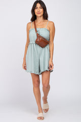 Light Blue Ruffle Accent Romper