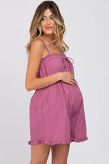 Magenta Ruffle Accent Maternity Romper