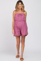 Magenta Ruffle Accent Maternity Romper