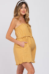 Yellow Ruffle Accent Maternity Romper