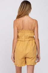 Yellow Ruffle Accent Maternity Romper