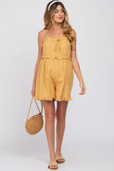 Yellow Ruffle Accent Maternity Romper