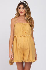 Yellow Ruffle Accent Maternity Romper