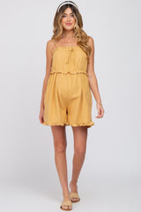 Yellow Ruffle Accent Maternity Romper