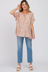 Mauve Floral Tiered Ruffle Sleeve Maternity Blouse