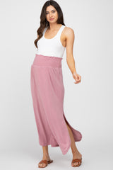 Mauve Smocked Maternity Maxi Skirt