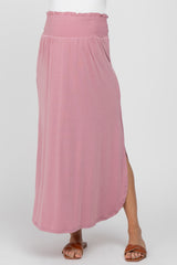 Mauve Smocked Maternity Maxi Skirt