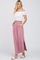 Mauve Smocked Maternity Maxi Skirt