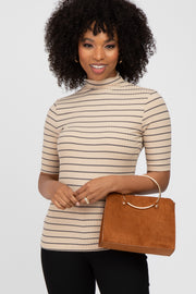 Mocha Striped Mock Neck Top