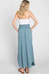 Light Blue Smocked Maxi Skirt