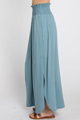 Light Blue Smocked Maxi Skirt