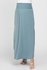 Light Blue Smocked Maternity Maxi Skirt