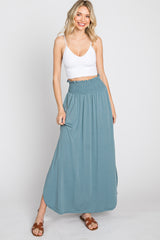 Light Blue Smocked Maxi Skirt