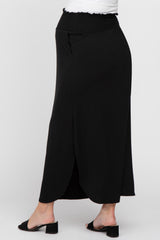 Black Smocked Maternity Maxi Skirt